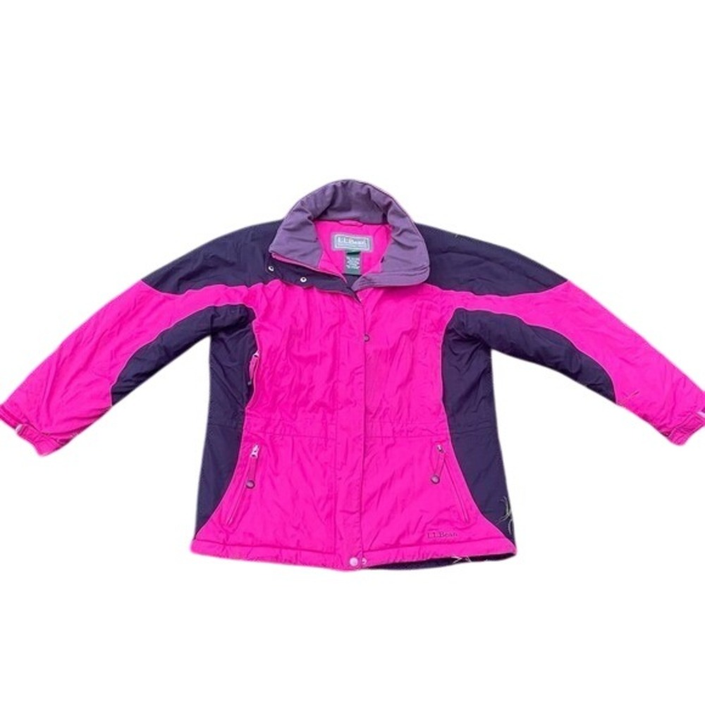 Vintage L.L. Bean women's M Petite Ski Heavy Jacket Pink Insulated Zip Up